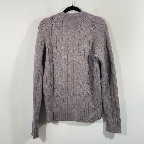Abercrombie & Fitch Men Grey Cable Knit Wool Blend V-neck Pullover Sweater Sz M - Picture 8 of 8